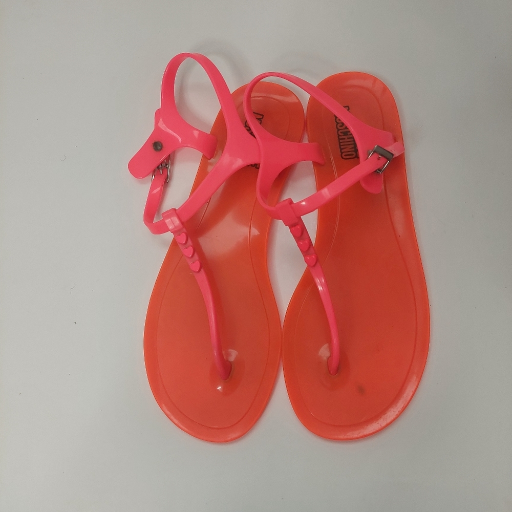 Love Moschino Jelly Vibrant Orange Sandals Size 9